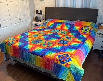 Rainbow Sampler Queen Quilt