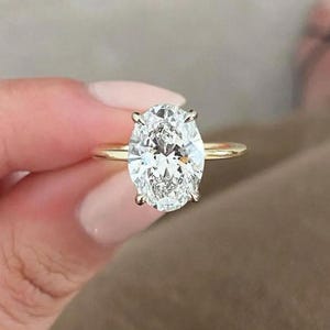 3 Carat Oval Lab Grown Diamond Engagement Ring: Hidden Halo, 14k Gold
