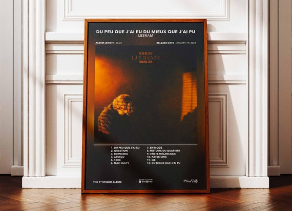 Poster Album Du Peu Que J'ai Eu Du Mieux Que J'ai Pu Lesram | Poster Lesram | Affiche Album Rap | Album Wall Art | Music Album Poster