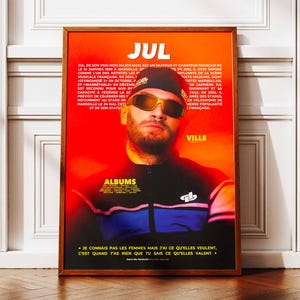 Cartel Jul | Cartel de julio | Afiche del rapero | Carteles de artistas musicales | Póster de arte de pared | Afiche del álbum de música | rap francés