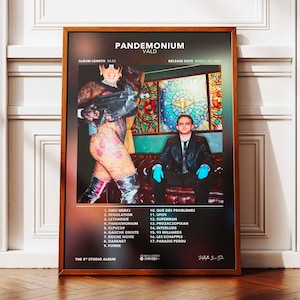 Póster del álbum Pandemonium Vald | Póster del álbum Vald | Afiche del rapero | Póster de arte de pared de álbum | Afiche del álbum de música | Póster de rap francés