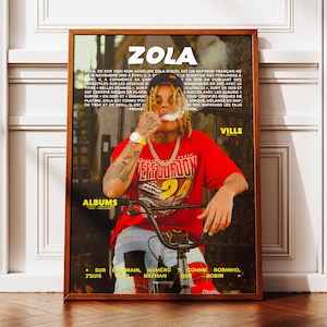 Póster de Zola | Póster de Zola | Afiche del rapero | Carteles de artistas musicales | Póster de arte de pared | Afiche del álbum de música | rap francés