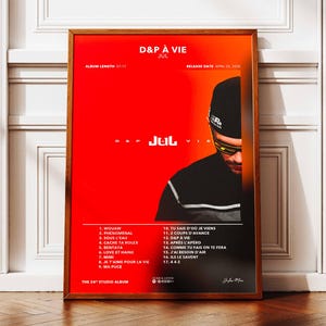 Álbum de carteles de por vida de D&P JUL | Afiche Álbum JUL | Cartel de rap | Póster de arte de pared de álbum | Afiche del álbum de música | Póster de rap francés