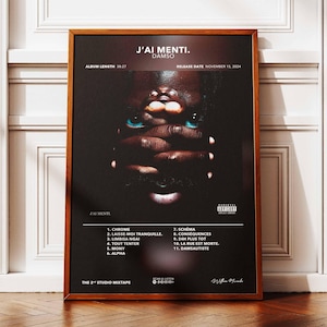 Poster dell'album I Lied Damso | Poster dell'album Damso | Manifesto rap | Poster da parete dell'album | Manifesto dell'album musicale | Manifesto del rap francese