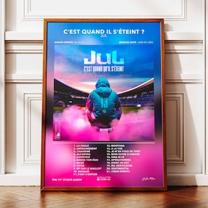 Afiche del álbum Así es cuando se apaga JUL | Afiche Álbum JUL | Cartel de rap | Póster de arte de pared de álbum | Afiche del álbum de música | Póster de rap francés