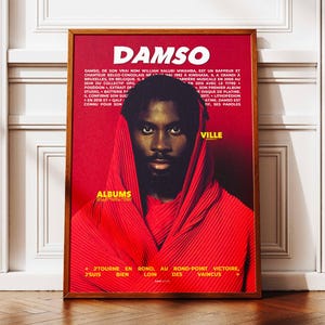 Cartel Damso | Póster de Damso | Afiche del rapero | Carteles de artistas musicales | Póster de arte de pared | Afiche del álbum de música | rap francés
