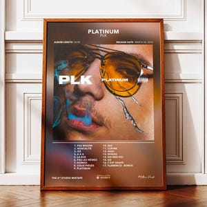 Póster del álbum Platinum PLK | Póster del álbum PLK | Póster de rapero | Póster de arte mural del álbum | Póster de álbum musical | Póster de rap francés
