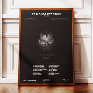 Afiche del álbum Este mundo es cruel Vald | Póster del álbum Vald | Cartel de rap | Póster de arte de pared de álbum | Afiche del álbum de música | Póster de rap francés