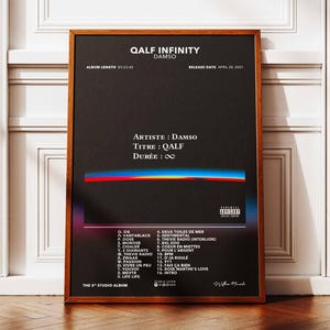 Póster del álbum Qalf Infinity Damso | Póster del álbum Damso | Afiche del rapero | Póster de arte de pared de álbum | Afiche del álbum de música | Póster de rap francés