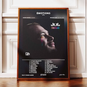 Afiche del Álbum Emociones JUL | Afiche Álbum JUL | Cartel de rap | Póster de arte de pared de álbum | Afiche del álbum de música | Póster de rap francés