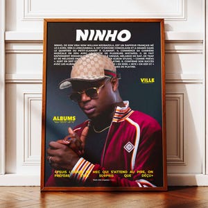 Cartel Ninho | Cartel de Ninho | Afiche del rapero | Carteles de artistas musicales | Póster de arte de pared | Afiche del álbum de música | rap francés