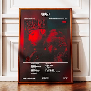 Póster del álbum Booba Throne | Póster del álbum Booba | Póster de rapero | Póster de arte mural | Póster de álbum musical | Póster de rap francés
