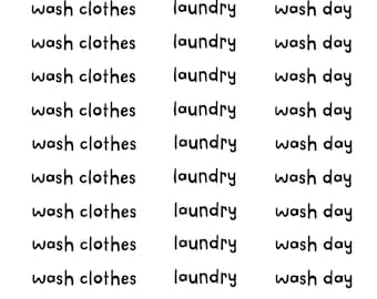 Laundry Day Planner Stickers: Hand Drawn Washing Stickers (Digital Download)