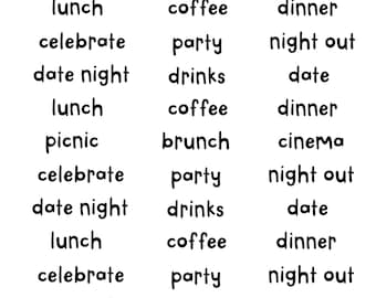 Hand Drawn Social Events Planner Stickers (Digital Download)
