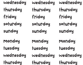 Hand Drawn Weekday Planner Stickers: Journal Stickers (Digital Download)