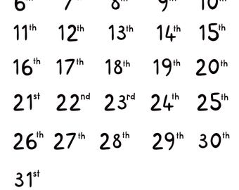 Hand Drawn Date Stickers: Planner Journal Printable (PNG Digital Download)