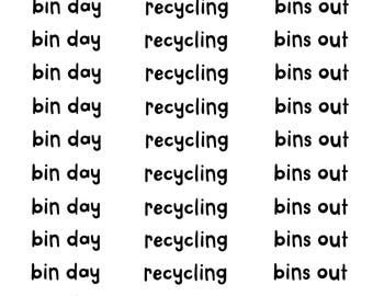 Bin Day Recycling Planner Stickers: Hand Drawn, Printable (Digital Download)