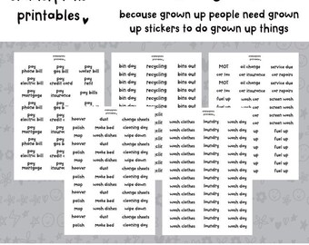 Adulting Planner Stickers Bundle: Hand-Drawn Journal Stickers (Digital Download)