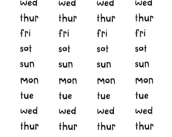 Weekday Abbreviated Stickers | Hand Drawn Planner Stickers (Digital)