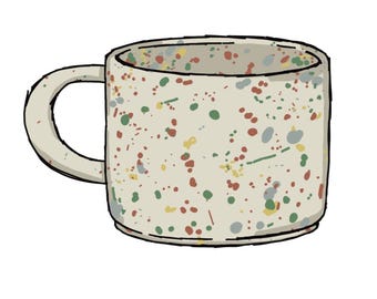Splatter Cup Sticker: Hand Drawn Planner Stickers (Digital Download)