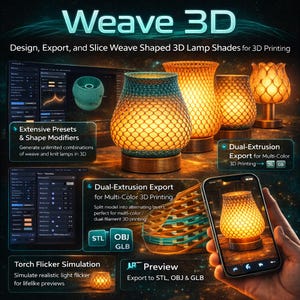Parametric Weave Lamp Shade Generator – 3D Printable Lampshade Web App | Thousands of Custom Combinations