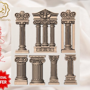 May include: A collection of intricately detailed Roman column designs in various styles. The columns are a warm, neutral color, with ornate capitals and bases. The image includes the text "Roman Column" and a "Special Offer" badge.