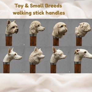 Dog Walking Stick Handle 3D– CNC Router 3D Print Files-Chihuahua, Greyhound, Pinscher, Pomeranian, Pug, Shih Tzu, Poodle, Yorkshire Terrier image 1