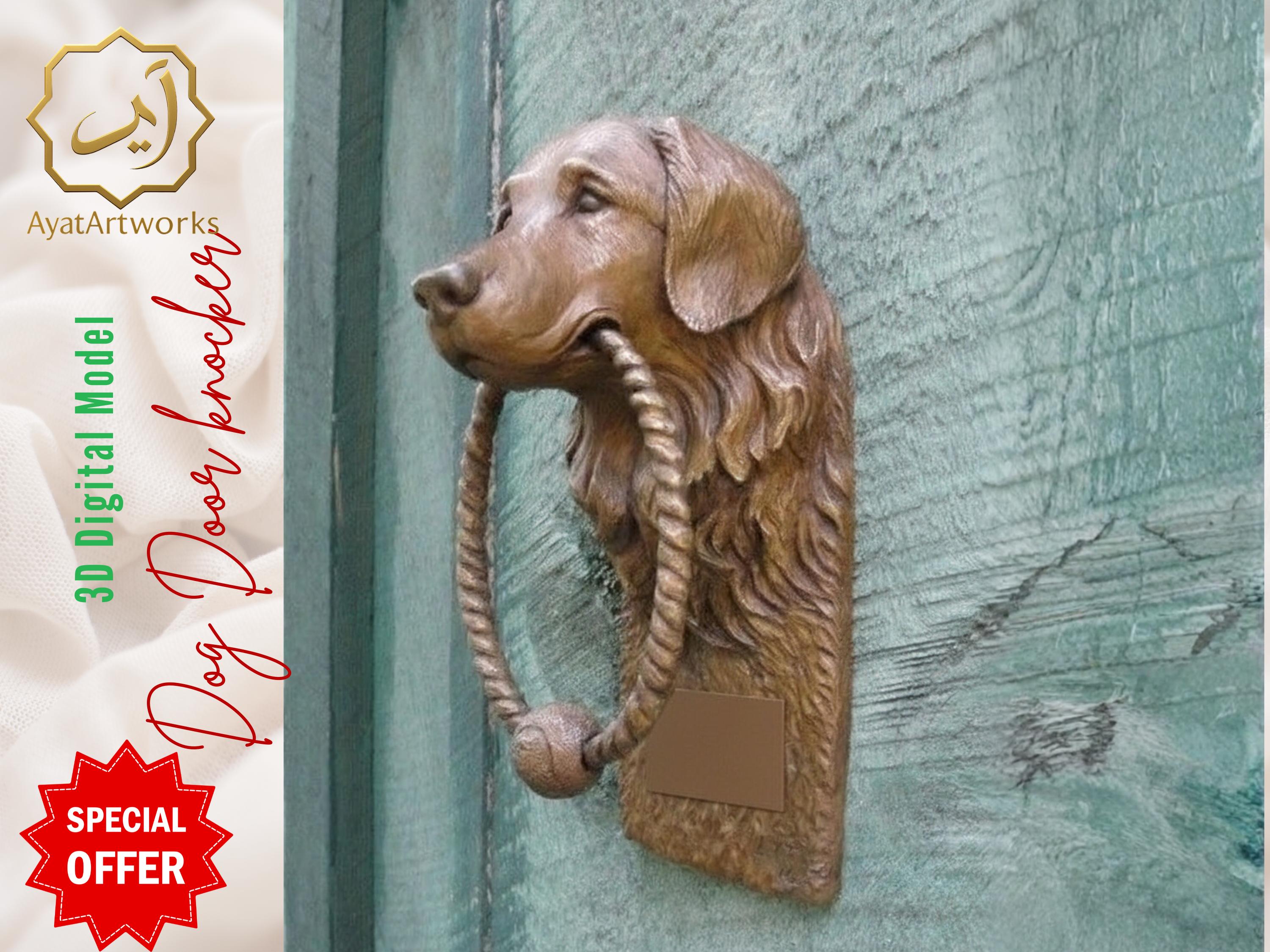 Dog Door Knocker 3D Model STL | Golden Retriever Door Knocker
