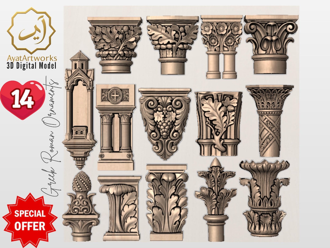 Gothic Columns and Capitals (14 STL) – Printable/cnc Architectural ...