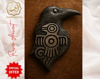Raven Totem Bird 3D STL – Tribal Crow Wall Art, CNC Relief, 3D Printing & Laser Engraving Digital Download
