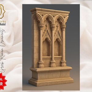 Gothic Wall 3D Model | Digital Download | gothic home decor |  Arched Facade for Rendering Game Design | CNC Laser and 3D printing
