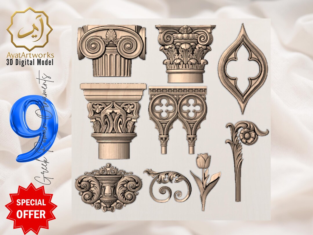Gothic Columns and Capitals Ornaments (9 STL) – Printable/cnc ...