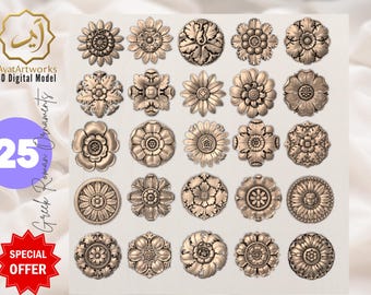 Gothic Rosettes 3D Models: Floral Bas-Relief Medallions (STL Digital Download) | 3D CNC Router, 3D Printer, Laser Cutter | gothic home decor