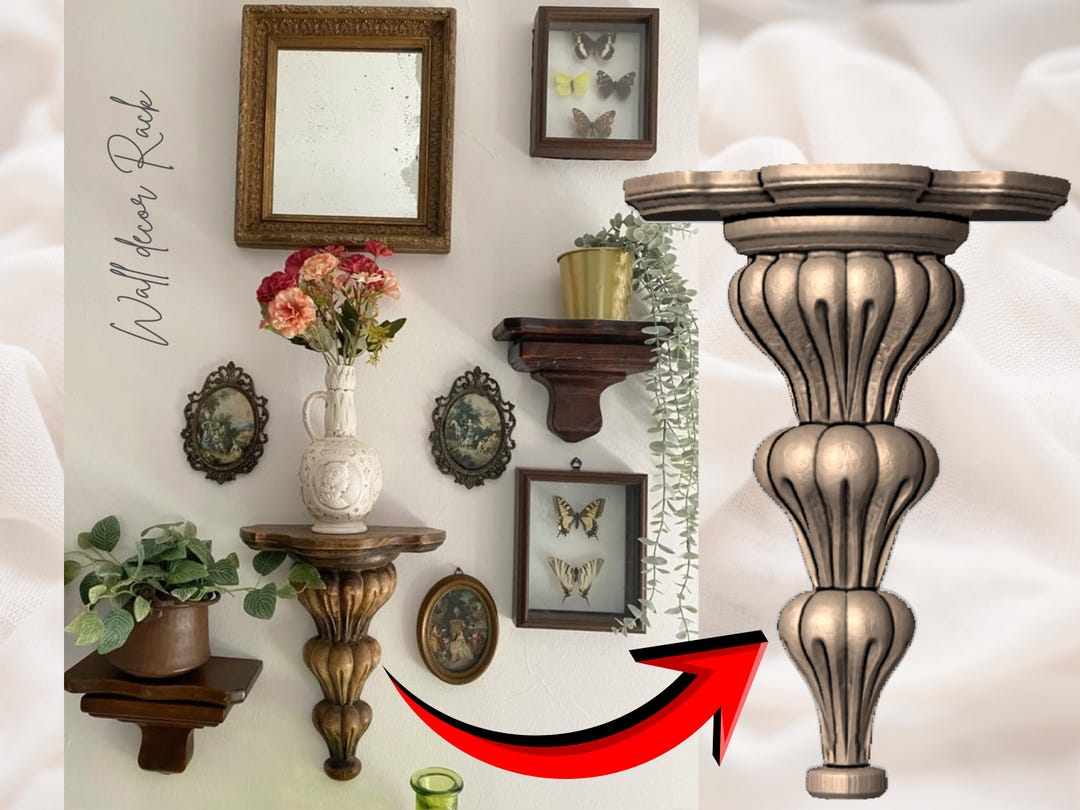 Wall Rack Stl Wall Decor Rack Gothic Style | Modern Wall Shelf STL - CNC Machining ...