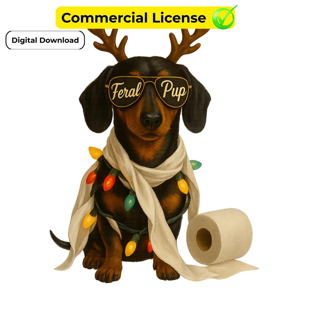Holiday Wiener Dog PNG, Funny Christmas Dachshund Sublimation Design ...