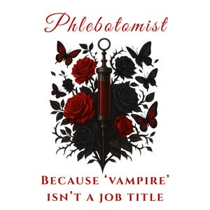 Gothic Phlebotomist PNG: Syringe with Roses & Butterflies (Digital Download)