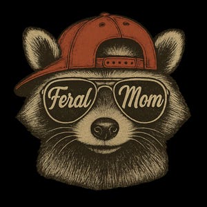 Feral Mom Raccoon PNG: Funny Sublimation Design (Digital Download)