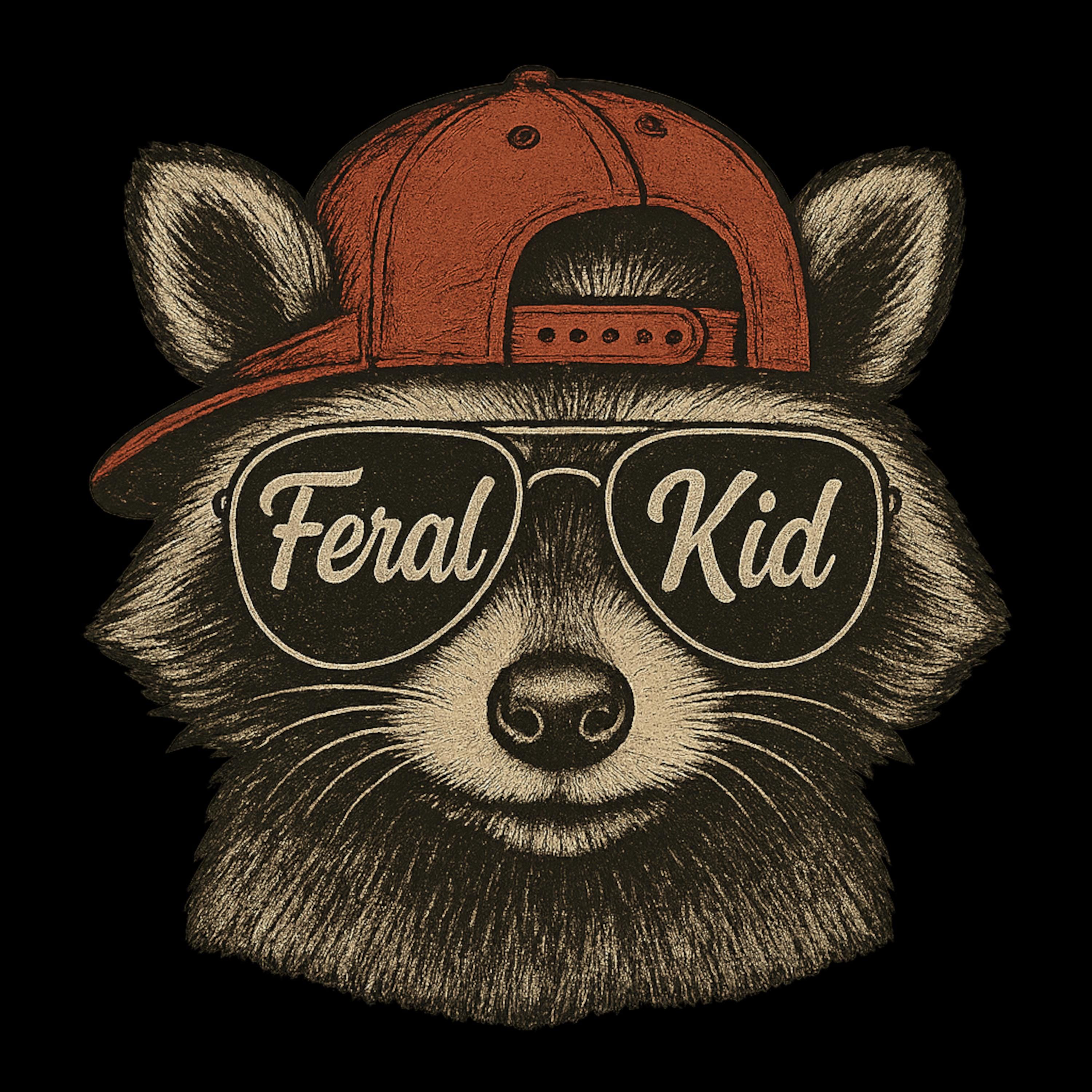 Kid Crew Raccon Feral Raccoon Kid PNG: Grunge Style Sublimation Design (digital ...