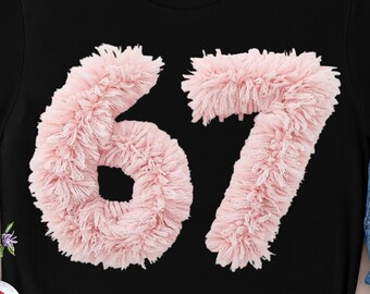 Flauschiges Kunstgarn Six Seven PNG für Mädchen: | Rosa Gen-Alpha Sublimationsdesign (Digitaler Download)