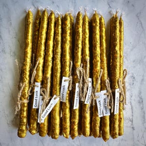 Good Luck Beeswax Candle Set: Fortune, Success, Magic Ritual- set of 3 candles image 2