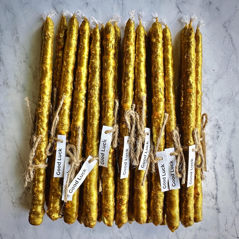 Good Luck Beeswax Candle Set: Fortune, Success, Magic Ritual- set of 3 candles image 2