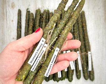 Vrouwelijke money-bijenwaskaars Set van 3 kaarsen: roos, klaver, ylang-ylang - Ritual Magic
