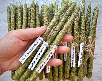 Gezondheidsherstellende bijenwaskaars: kamille, lavendel en eucalyptus, set van 3 kaarsen