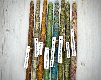 Healing and Emotional Reset Beeswax Ritual Spell Candles: Stress Relief, Recovery- set of 8
