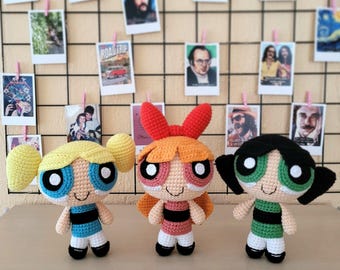 Handmade Amigurumi Powerpuff Girls Set (Blossom, Bubbles & Buttercup)
