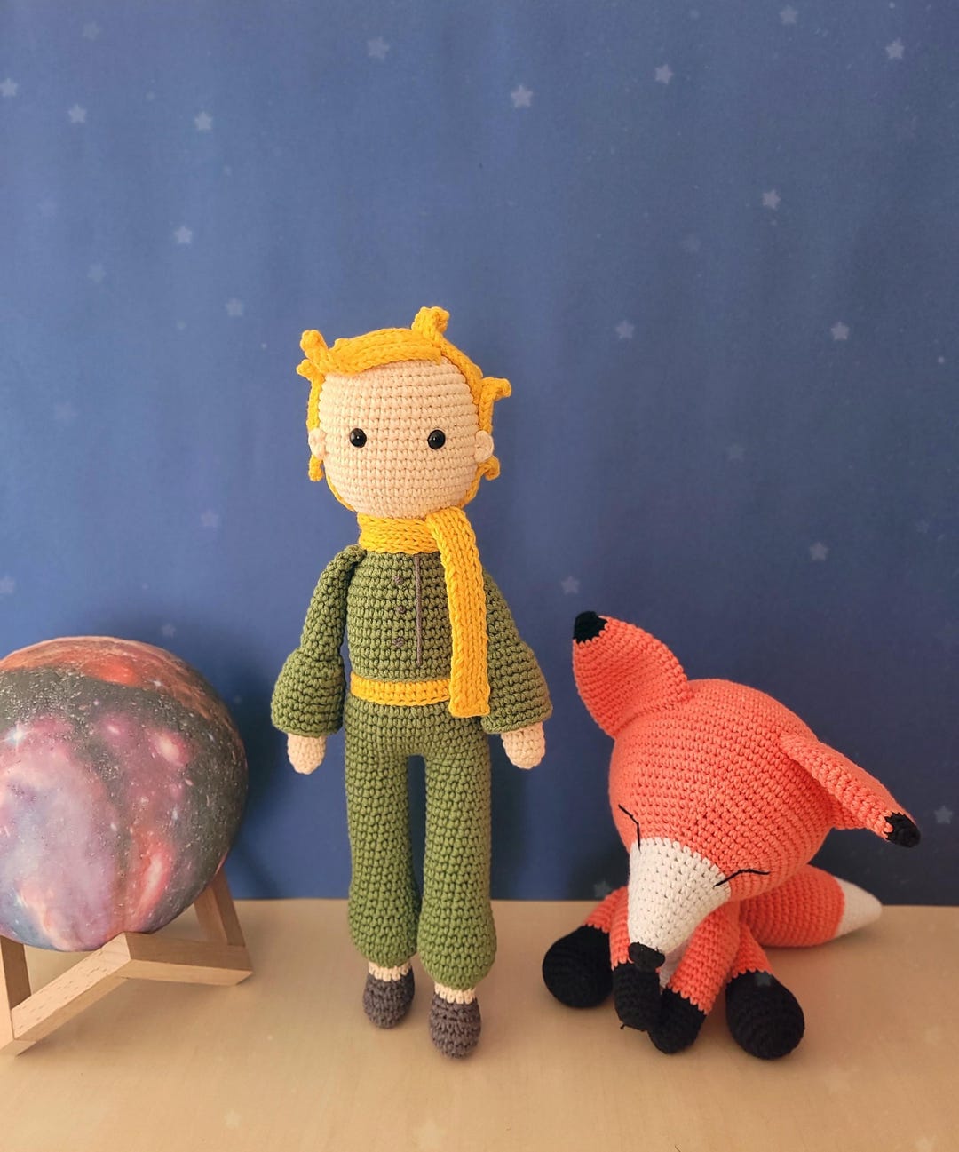 かぎ針編みの星の王子さまとキツネのセット – 手作りあみぐるみ人形と