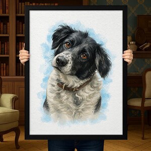Custom Pet Portrait, Personalized Dog Illustration, Dog Cat Wall Art, Watercolor Pet, Pet Memorial Gift, Christmas Gift, Digital Pet Art