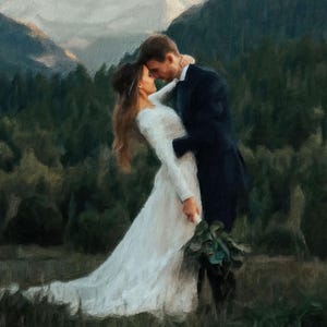 Portrait Painting From Photo, Custom Couple Portrait, Family Portrait From Photo, Custom Digital Painting Printed on Canvas Ready to Hang