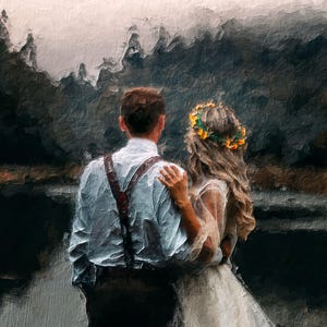 Portrait Painting From Photo, Custom Couple Portrait, Family Portrait From Photo, Custom Digital Oil Painting Print on Canvas Ready to Hang immagine 1