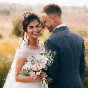 Portrait Painting From Photo, Custom Couple Portrait, Personalized Gift, Family Photo to Painting, Digital Painting Print and Ready to Hang